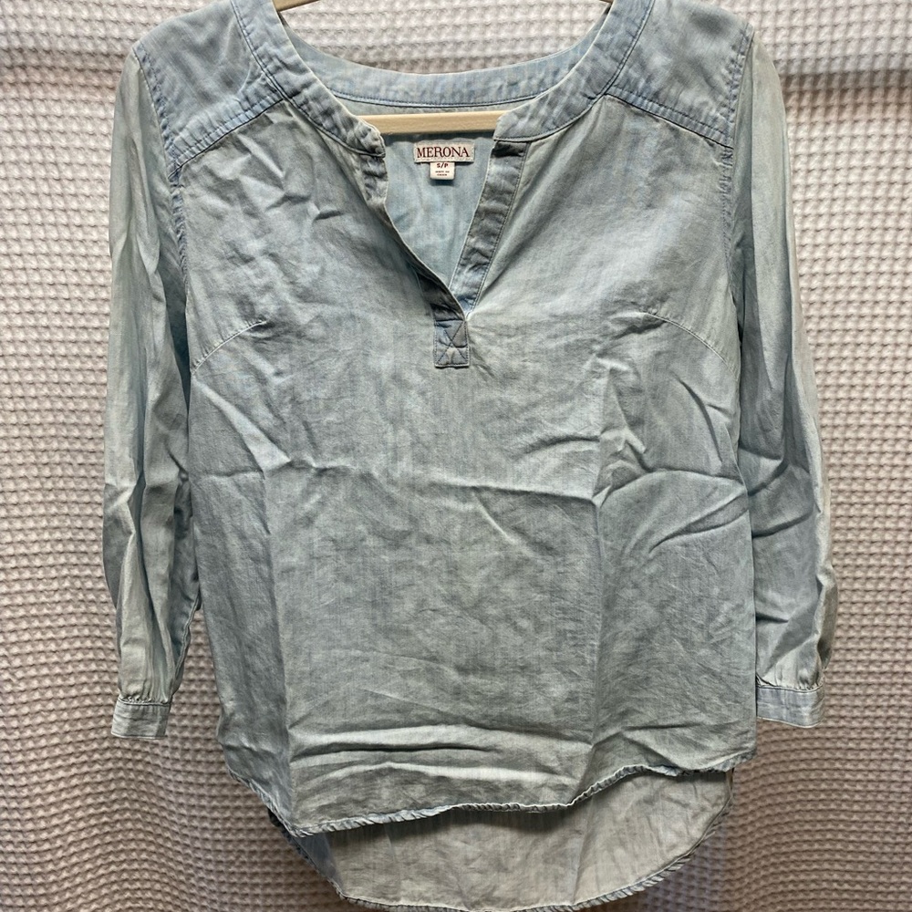 SOFT DENIM POPOVER TOP
